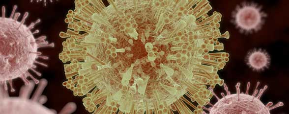 a virus viewed through a microscope